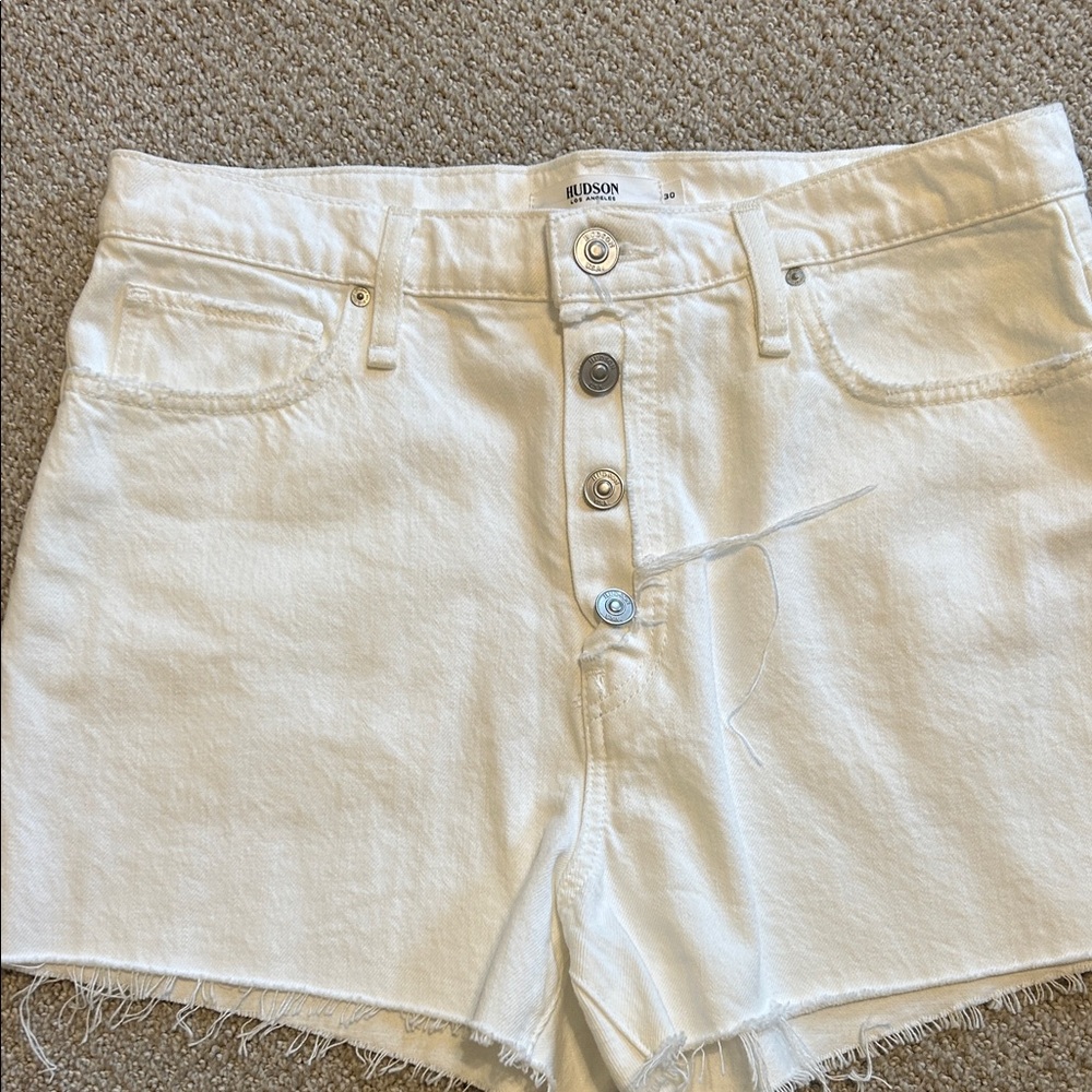 Hudson white denim shorts